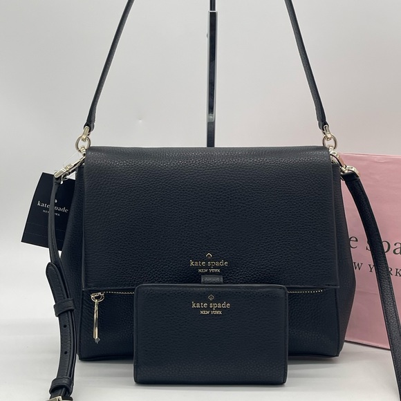 Kate Spade Leila Medium Flap Shoulder Crossbody Bag & Compact Bifold Wallet - Picture 2 of 14